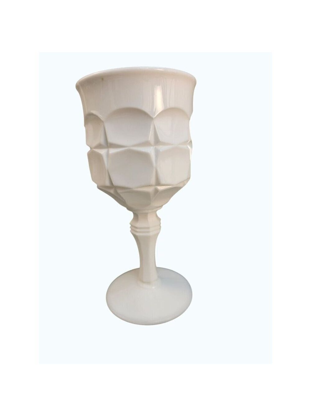 Constellation Milk Glass Water Goblet With Geometric Design Indiana Glass No.300